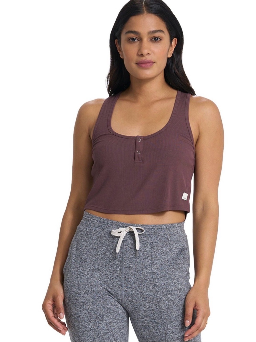 Vuori Cove Crop Tank Women’s Cropped Tank Color: Chestnut, XS Plum
